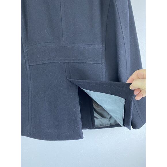 J Crew Sz S Black Stadium Cloth Double Breasted Majesty Peacoat Wool Blend - Picture 4 of 10